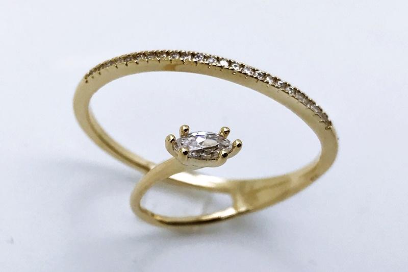 [Ozel] Trendy Glossy Brass Cubic Ring