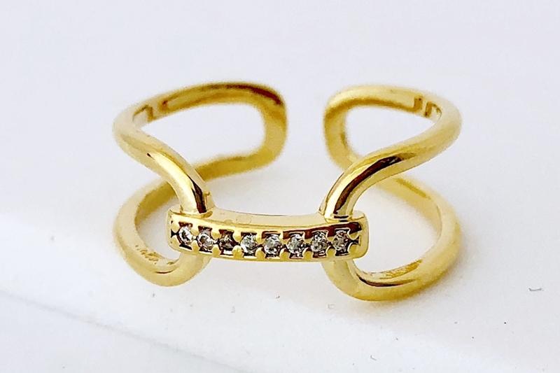 [Ozel] Subtle Charm Glossy Brass Cubic Ring