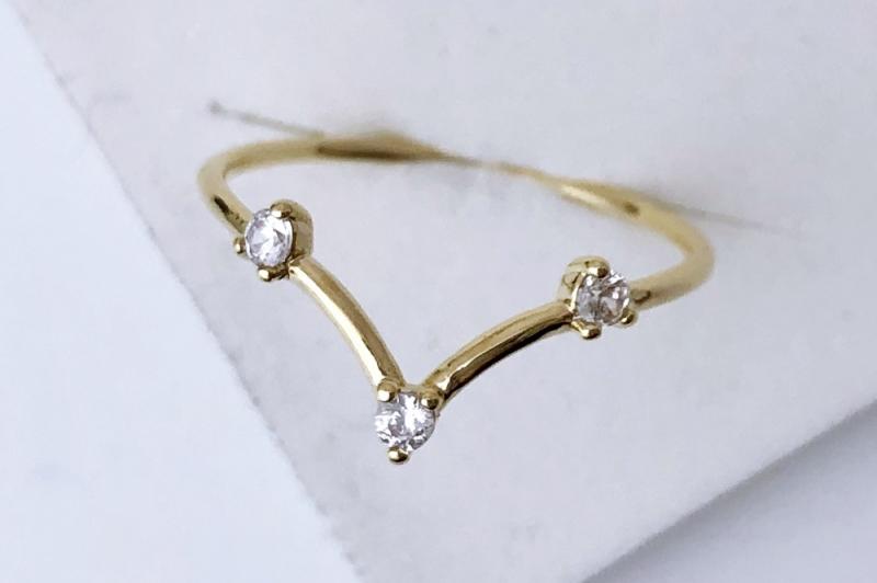 [Ozel] Trendy Glossy Brass Cubic Ring