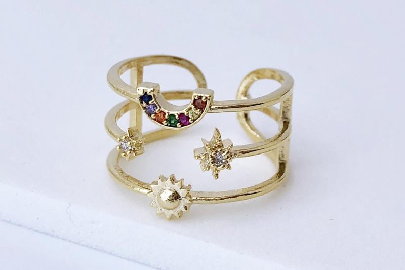 [Ozel] Unique Mood Glossy Brass Cubic Ring
