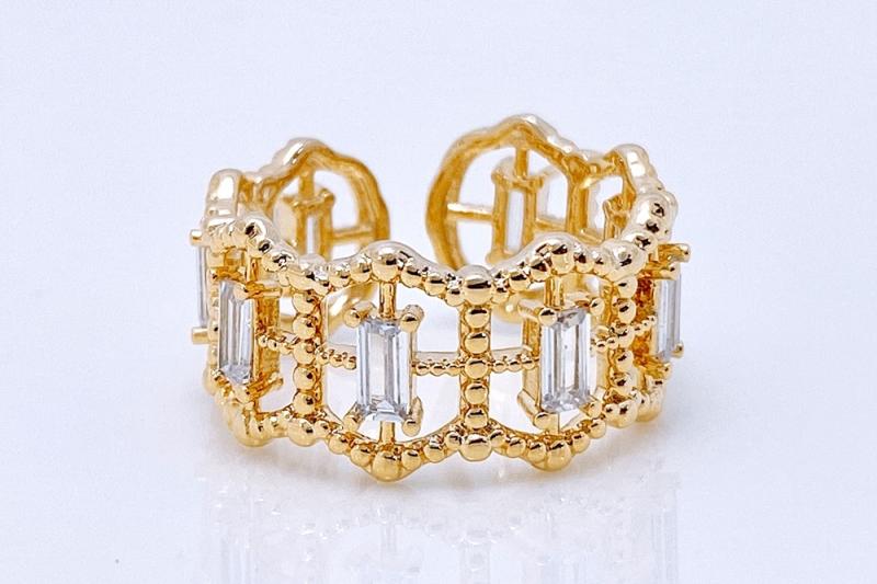 [Ozel] Trendy Glossy Brass Cubic Ring
