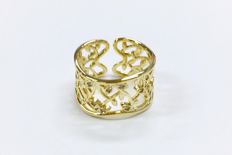 [Ozel] Point Look Glossy Brass Cubic Ring [