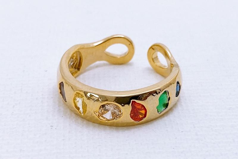 [Ozel] Elegant Glossy Brass Cubic Ring