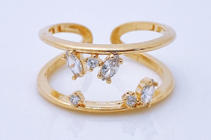 [Ozel] Trendy Glossy Brass Cubic Ring