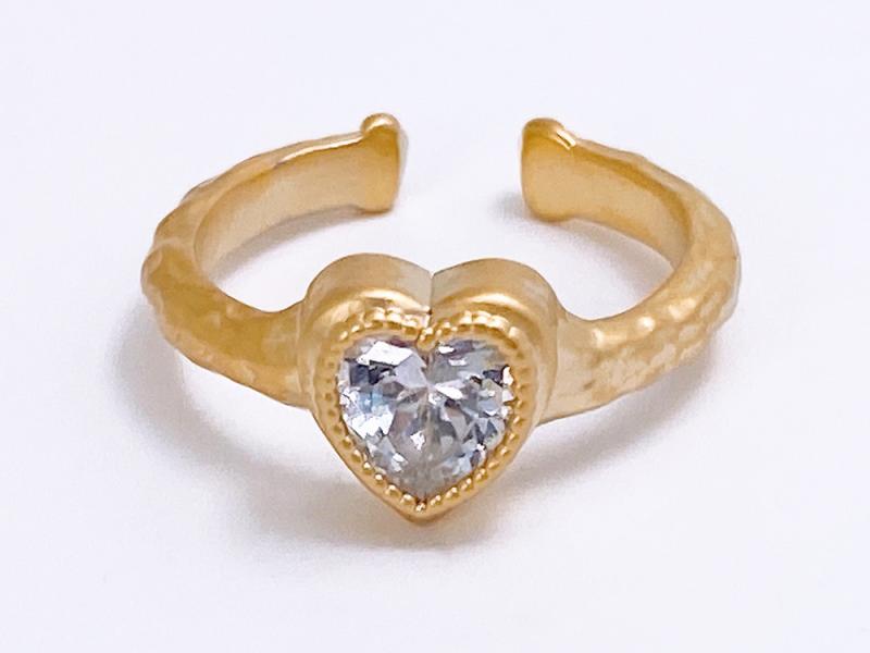 [Ozel] Wedding Guest Look Vintage Plated Brass Cubic Ring