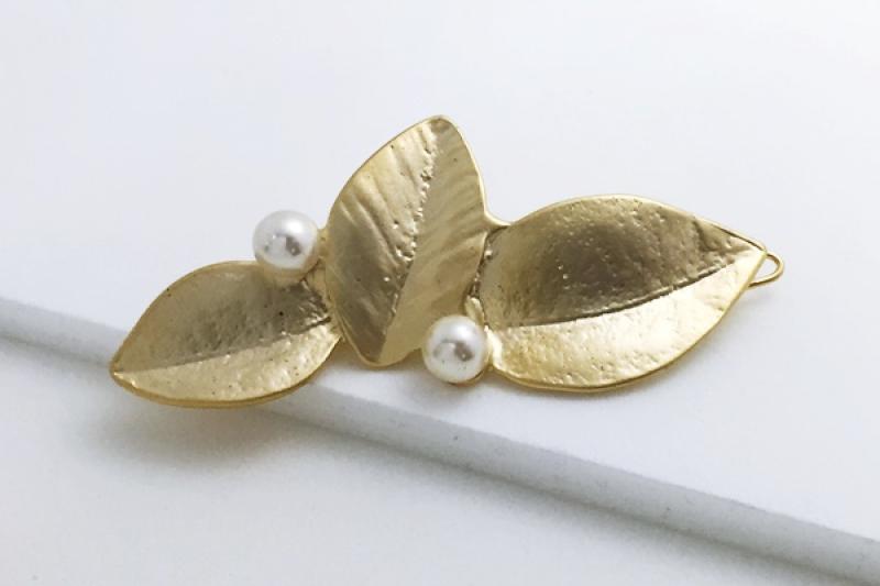[Ozel] Simple Minimal Vintage Plated Pearl Zinc Alloy Hairpin