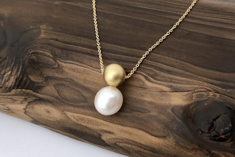 [Ozel] Feminine Vintage Plated Freshwater Pearl Brass Necklace