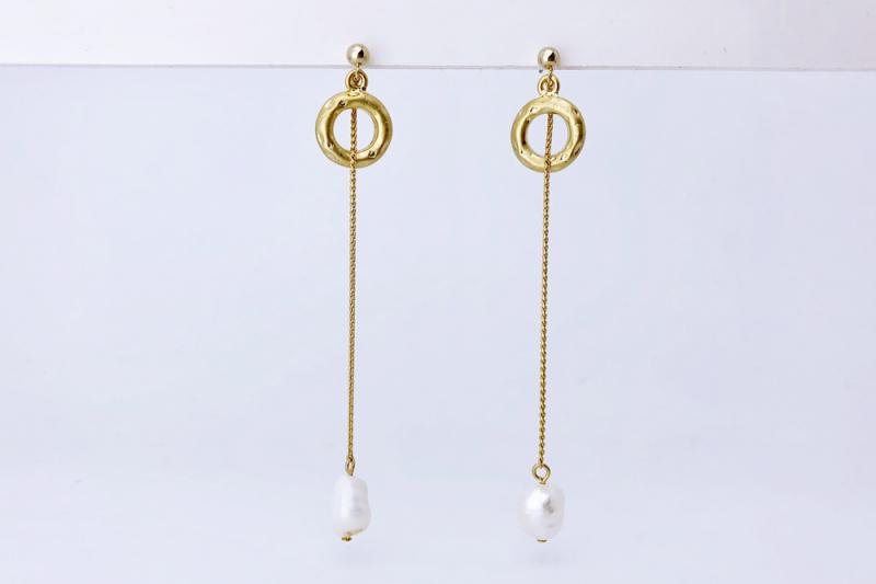 [Ozel] Daily Statement Glossy Vintage Plated Freshwater Pearl Brass Earrings
